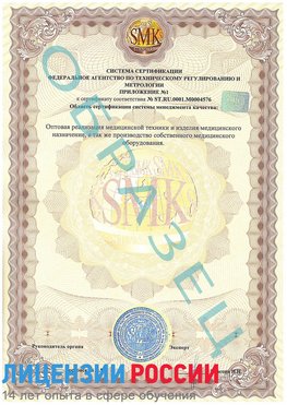 Образец сертификата соответствия (приложение) Георгиевск Сертификат ISO 13485